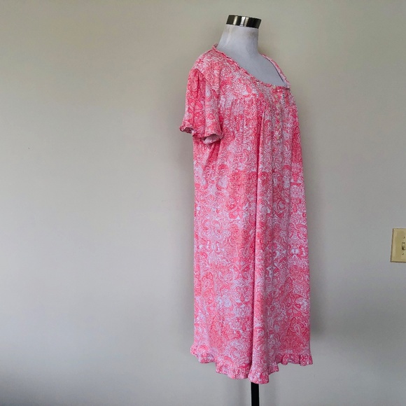 Coral Paisley Floral XL Nightgown SECRET TREASURES Ruffle Scoop Neck and Hem - Picture 8 of 9